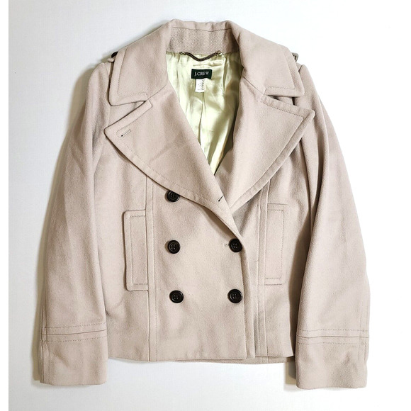 J. Crew Jackets & Coats J Crew Wool Double Breasted Peacoat Jacket Womens Tan Beige Poshmark